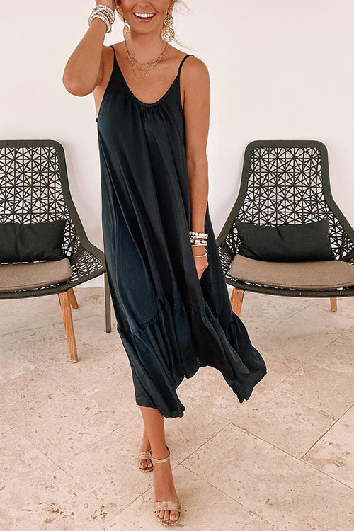 Ruffles Hem Slip Maxi Dress