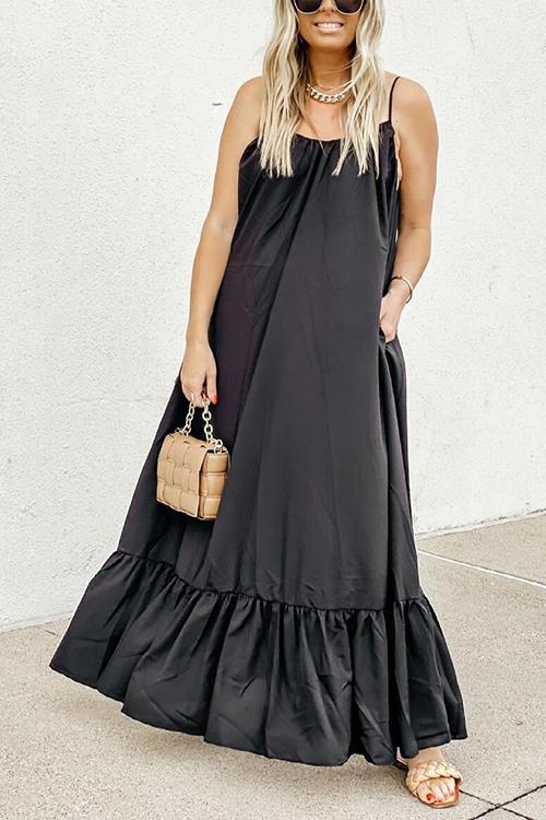 Ruffles Hem Slip Maxi Dress