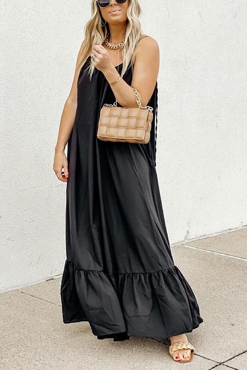 Ruffles Hem Slip Maxi Dress