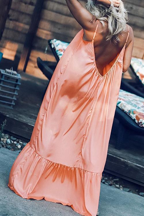 Ruffles Hem Slip Maxi Dress