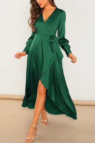 Deep V Neck Strapped High Slit Maxi Dress