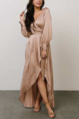 Deep V Neck Strapped High Slit Maxi Dress