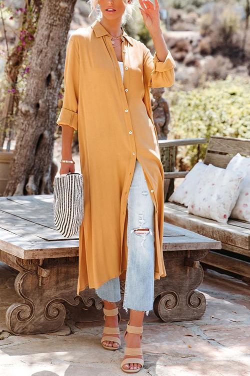 Pocket Tencel Button Down Midi Dress