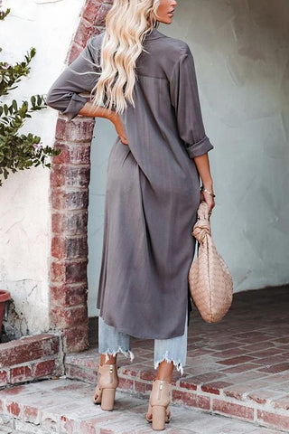 Pocket Tencel Button Down Midi Dress