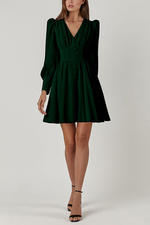 Cuff Buff Long Sleeve Button Dress