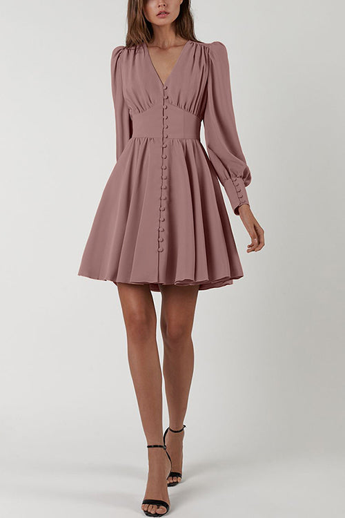 Cuff Buff Long Sleeve Button Dress