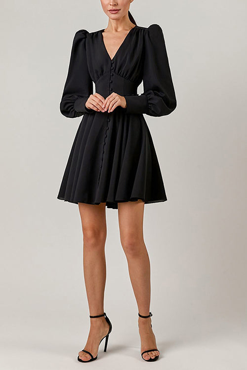 Cuff Buff Long Sleeve Button Dress