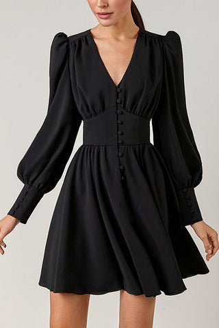 Cuff Buff Long Sleeve Button Dress