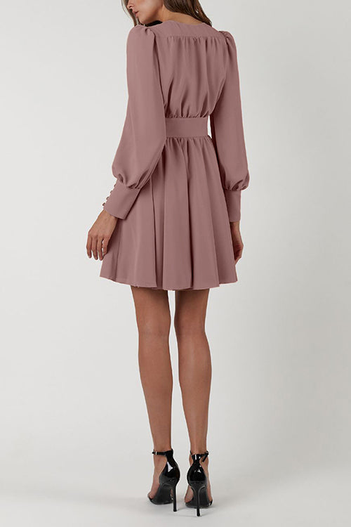 Cuff Buff Long Sleeve Button Dress