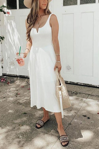 Solid V Slip Maxi Dress