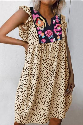 Floral Leopard Print Mini Dress