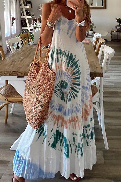 Tie Dye Sleeveless Maxi Dress