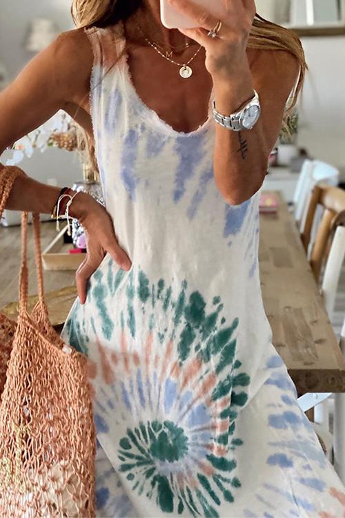 Tie Dye Sleeveless Maxi Dress