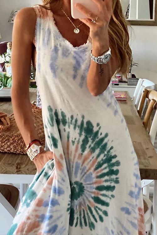 Tie Dye Sleeveless Maxi Dress