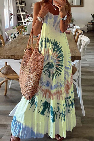 Tie Dye Sleeveless Maxi Dress