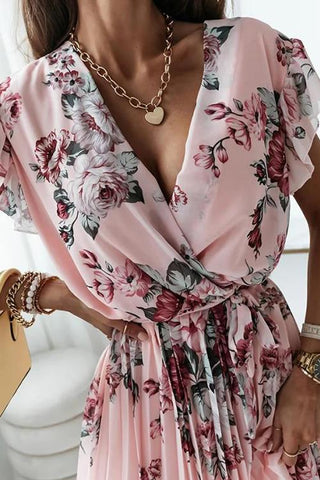 Floral Print V Neck Dress