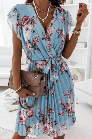 Floral Print V Neck Dress