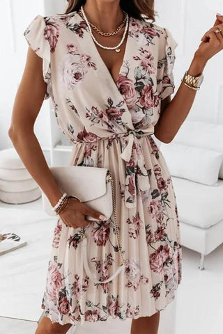 Floral Print V Neck Dress