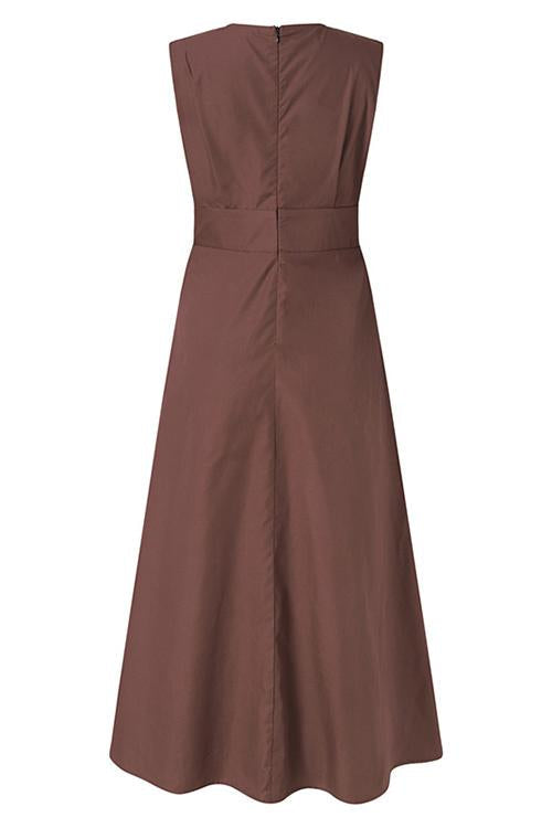 Linen V Neck Sleeveless Maxi Dress