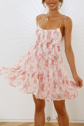 Ruffles Floral Print Slip Mini Dress