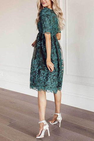 Embroidery Short Sleeve O Neck Dress