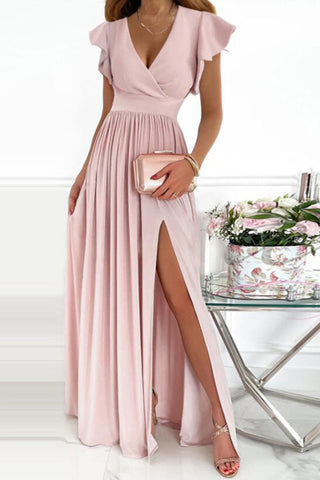 Flares V Neck High Slit Maxi Dress