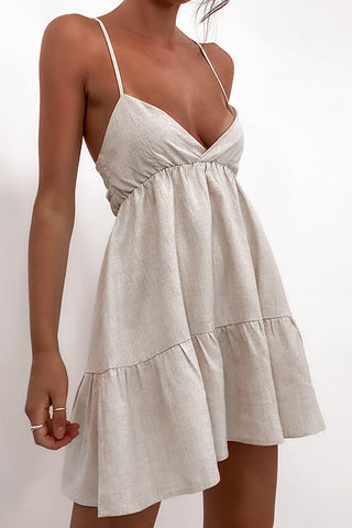 V Neck Backless Slip Mini Dress