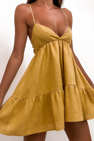 V Neck Backless Slip Mini Dress