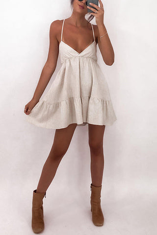 V Neck Backless Slip Mini Dress