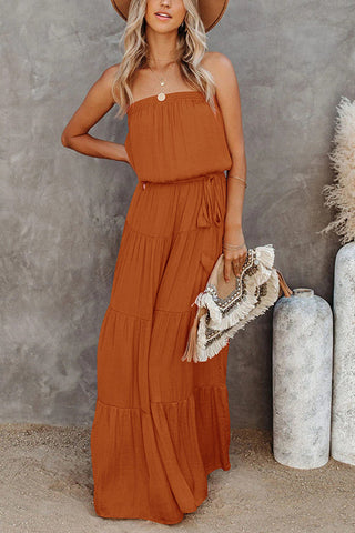 Strapless Belted Maxi Dress