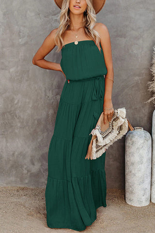 Strapless Belted Maxi Dress