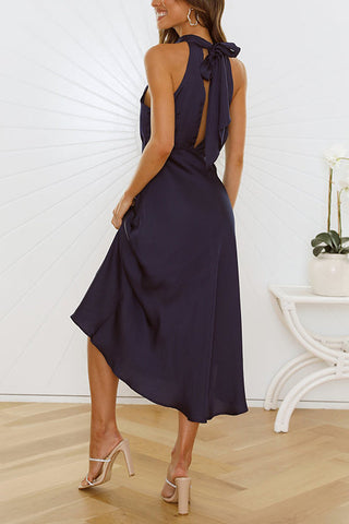 Halter Neck Backless Slit Dress