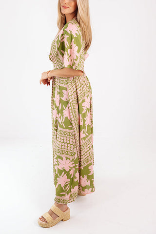 Like Palm Side Slit Bat Maxi Dress