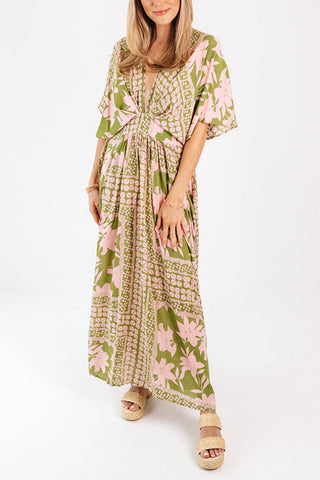 Like Palm Side Slit Bat Maxi Dress