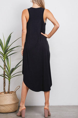 I THINK NOT V Neck Tank Midi Dress