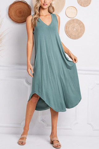 I THINK NOT V Neck Tank Midi Dress