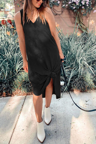 I THINK NOT V Neck Tank Midi Dress