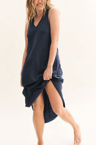 I THINK NOT V Neck Tank Midi Dress