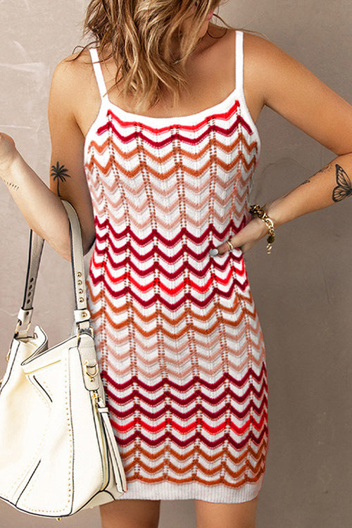 Chevron Slip Bodycon Mini Dress