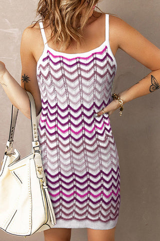 Chevron Slip Bodycon Mini Dress