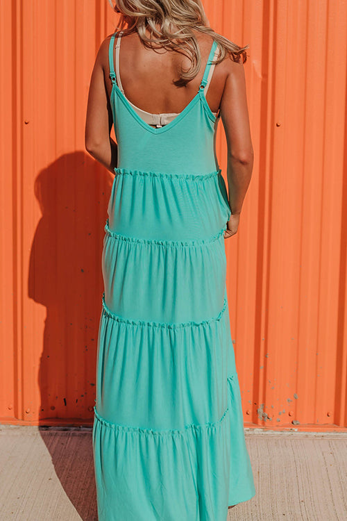 Tiered Pockets Slip Maxi Dress