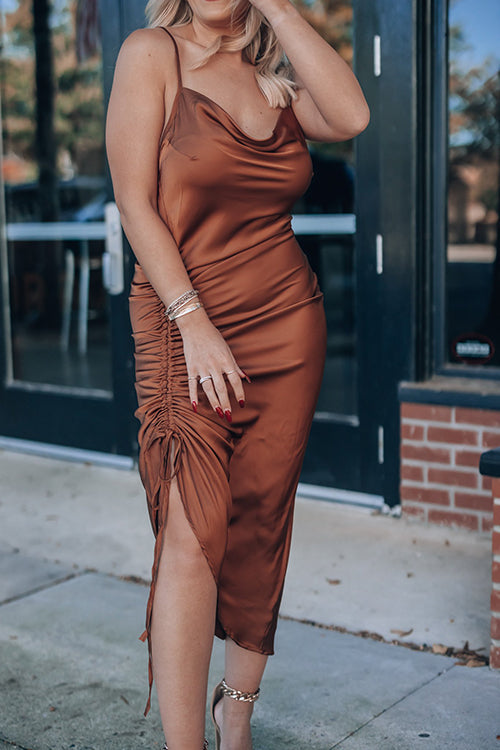 Date Night Satin Midi Dress