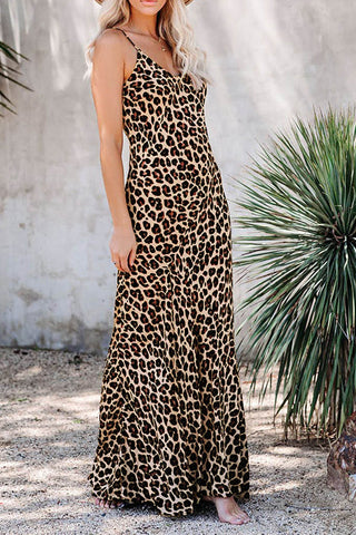 Walk On the Wild Leopard Slip Maxi Dress