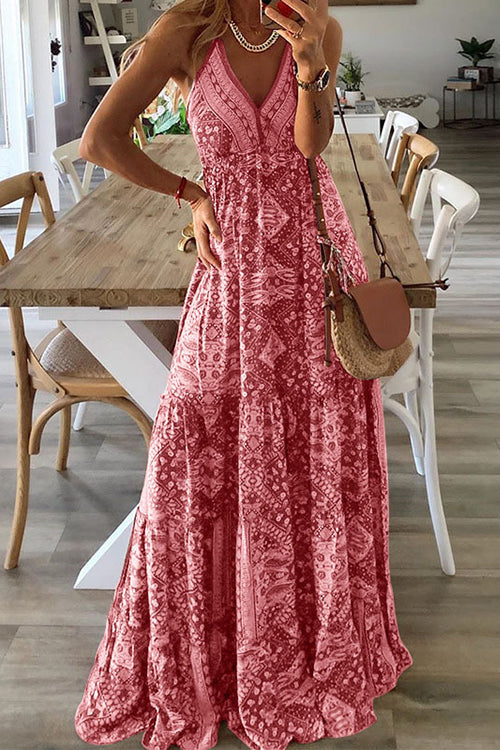 Boho Print Slip Maxi Dress