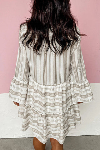 Striped Flares Sleeve Tiered Mini Dress