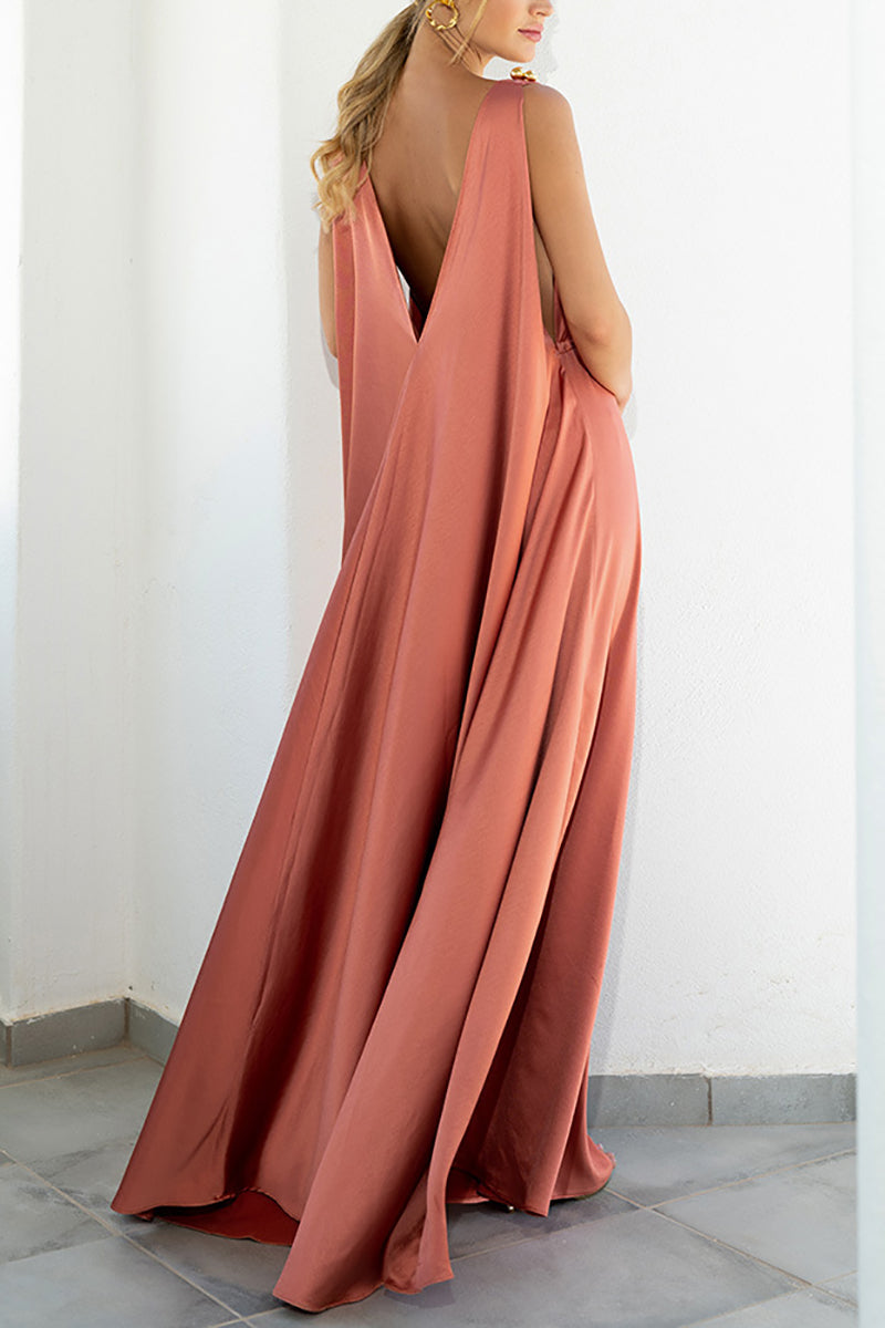 V Neck Backless Tank Maxi Dress