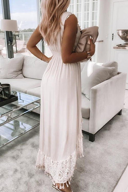 Tassels V Neck Sleeveless Swallow Dress