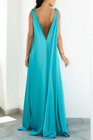 V Neck Backless Tank Maxi Dress