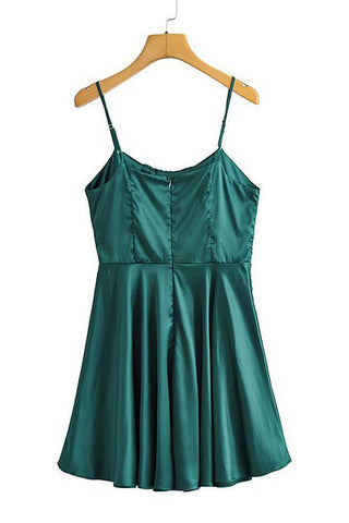 Satin Gathered Bust Slip Mini Dress