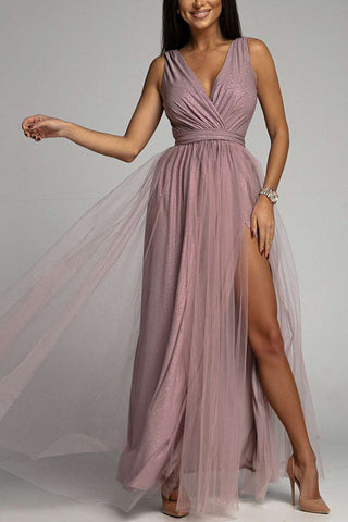 V Neck Backless Maxi Dress